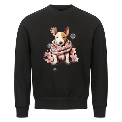 Premium Sweatshirt "Bullterrier Wintermädchen" Schwarz – hunde-shirt.de
