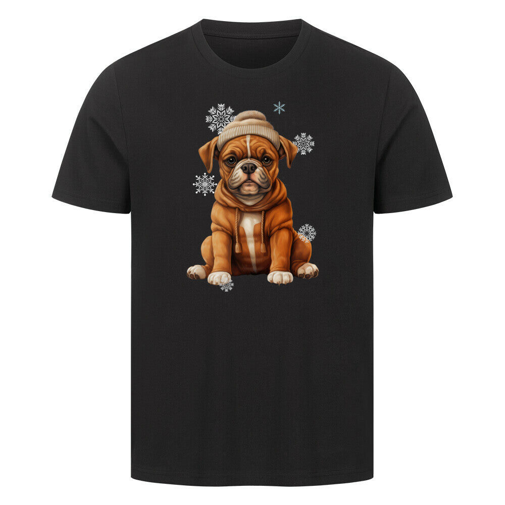 Premium T-Shirt "Boxer Winterbub" Schwarz – hunde-shirt.de