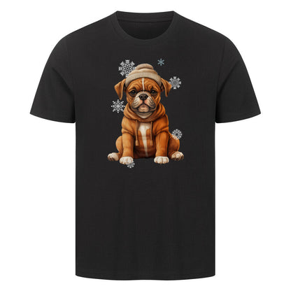 Premium T-Shirt "Boxer Winterbub" Schwarz – hunde-shirt.de