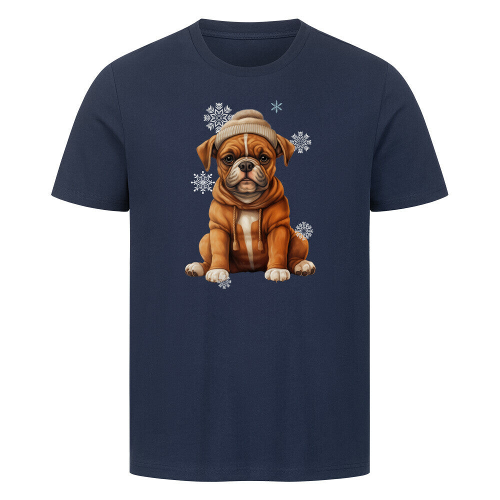 Premium T-Shirt "Boxer Winterbub" French Navy – hunde-shirt.de