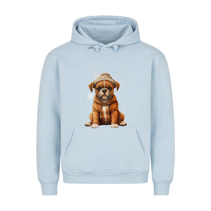 Premium Hoodie "Boxer Winterbub" Babyblau – hunde-shirt.de