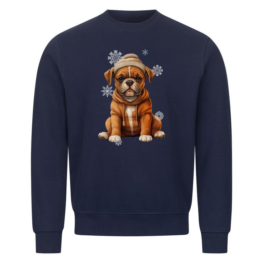 Premium Sweatshirt "Boxer Winterbub" Navy Blue – hunde-shirt.de