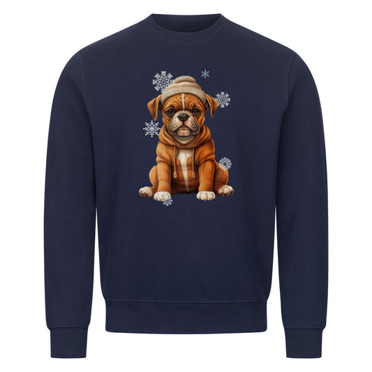 Premium Sweatshirt "Boxer Winterbub" Navy Blue – hunde-shirt.de