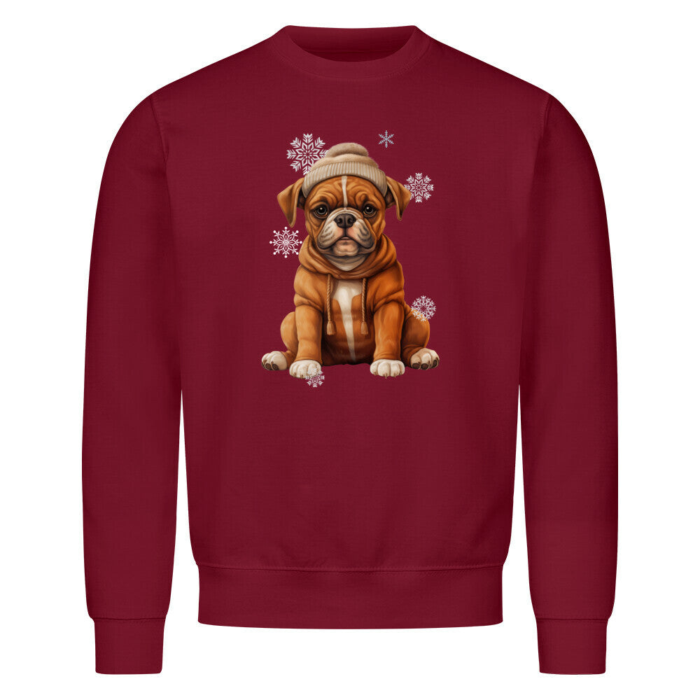 Premium Sweatshirt "Boxer Winterbub" Burgunder – hunde-shirt.de