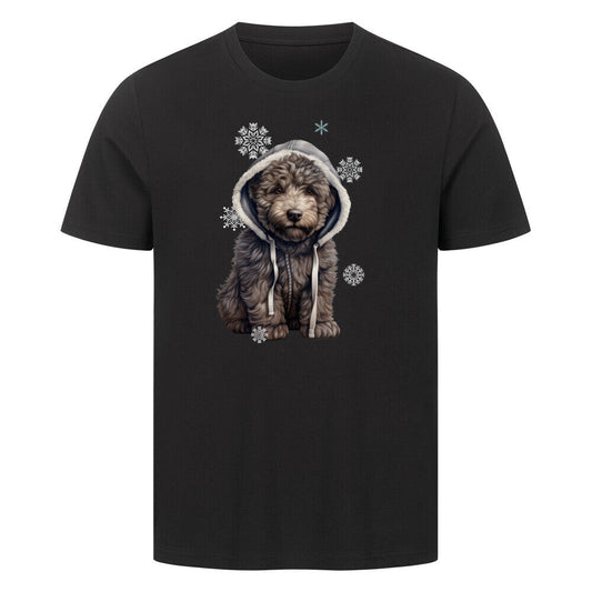Premium T-Shirt "Bouvier Winter" Schwarz – hunde-shirt.de