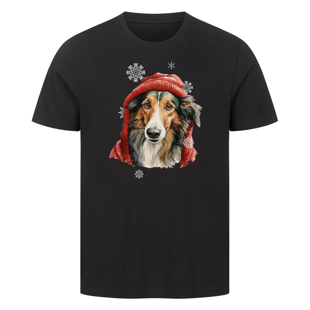Premium T-Shirt "Barsoi Winter" Schwarz – hunde-shirt.de
