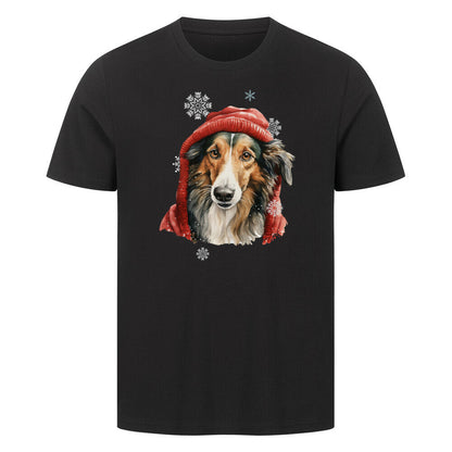 Premium T-Shirt "Barsoi Winter" Schwarz – hunde-shirt.de