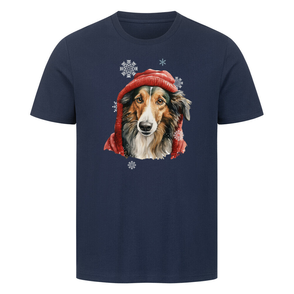Premium T-Shirt "Barsoi Winter" French Navy – hunde-shirt.de