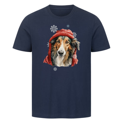 Premium T-Shirt "Barsoi Winter" French Navy – hunde-shirt.de