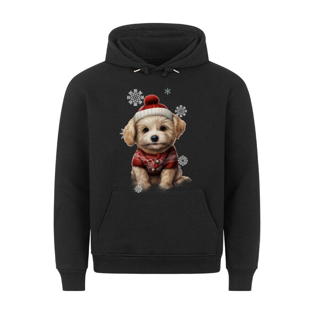 Premium Hoodie "Bologneser Winter" Schwarz – hunde-shirt.de