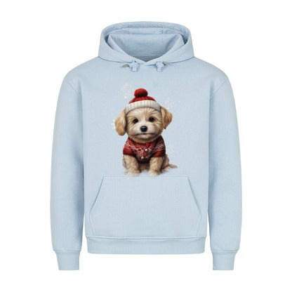 Premium Hoodie "Bologneser Winter" Babyblau – hunde-shirt.de