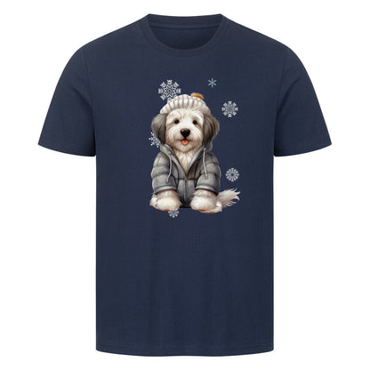 Premium T-Shirt "Bobtail Winter" French Navy – hunde-shirt.de