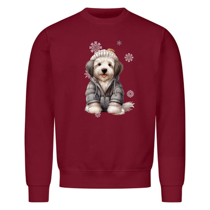 Premium Sweatshirt "Bobtail Winter" Burgunder – hunde-shirt.de