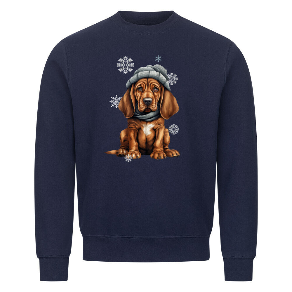 Premium Sweatshirt "Bloodhound Winter" Navy Blue – hunde-shirt.de