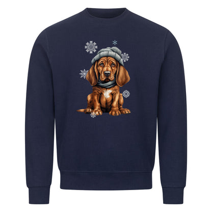 Premium Sweatshirt "Bloodhound Winter" Navy Blue – hunde-shirt.de