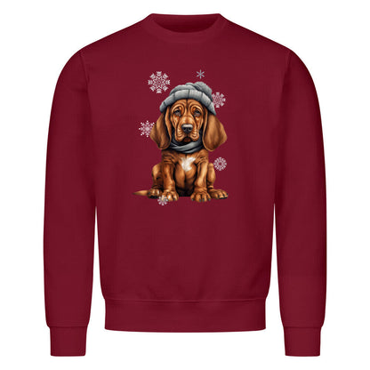 Premium Sweatshirt "Bloodhound Winter" Burgunder – hunde-shirt.de