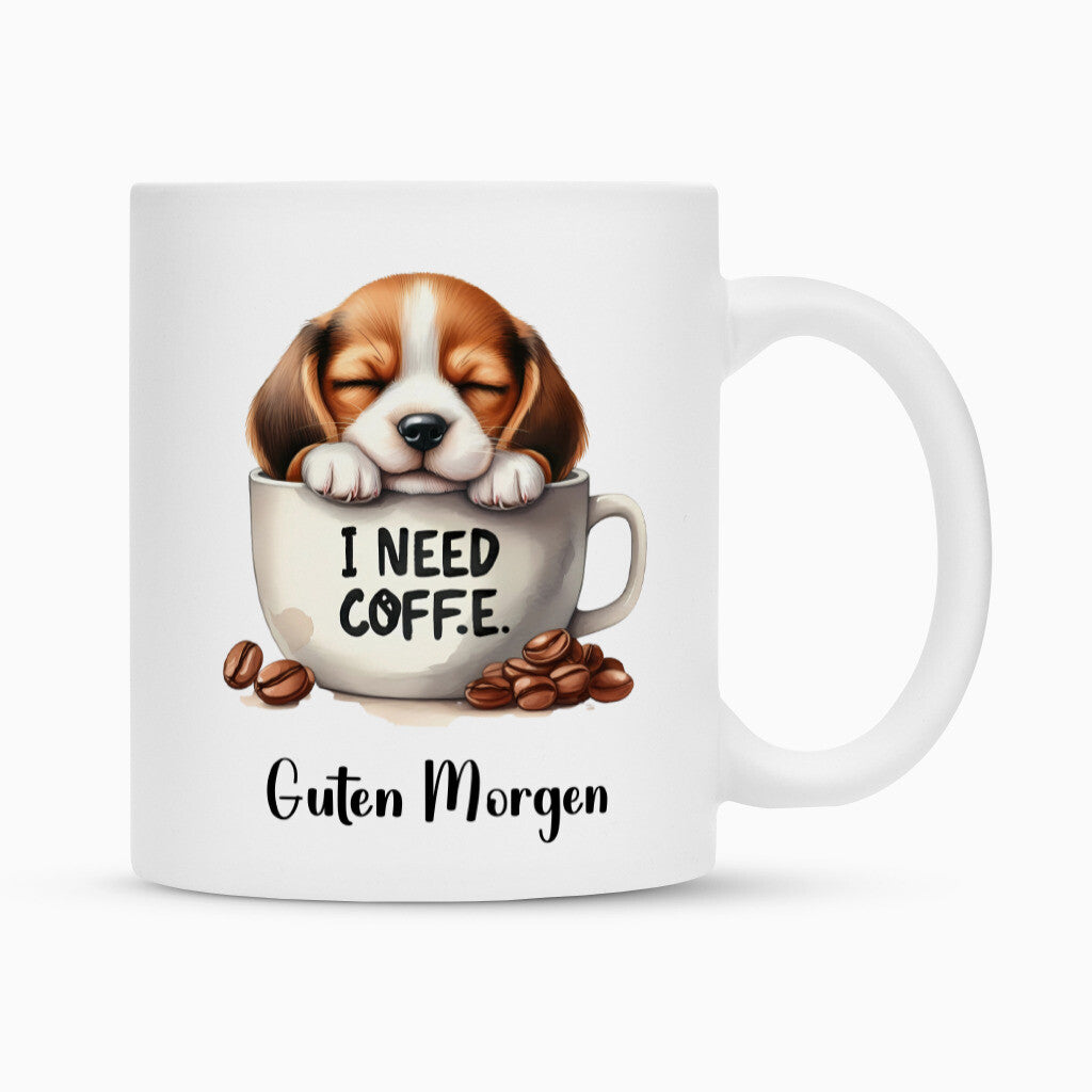 Tasse "Beagle - Guten Morgen" Weiß – hunde-shirt.de
