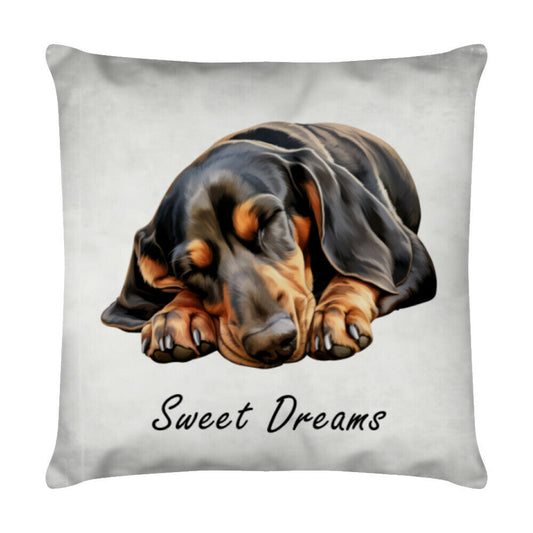 Kissen "Coonhound b/t - Sweet Dreams" Weiß – hunde-shirt.de