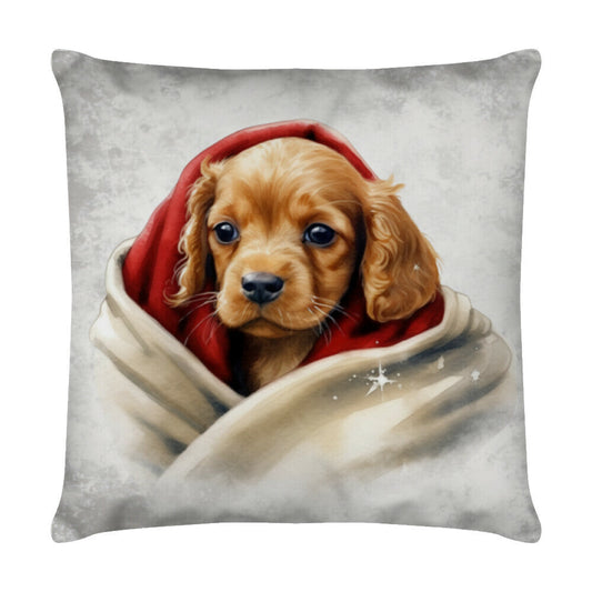 Kissen "American Cocker Puppy - Kuscheln" Weiß – hunde-shirt.de