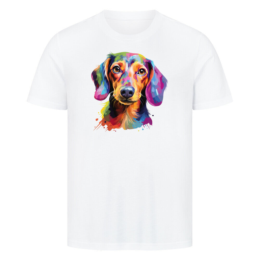 Premium T-Shirt "Dackel - Paint" Weiß – hunde-shirt.de