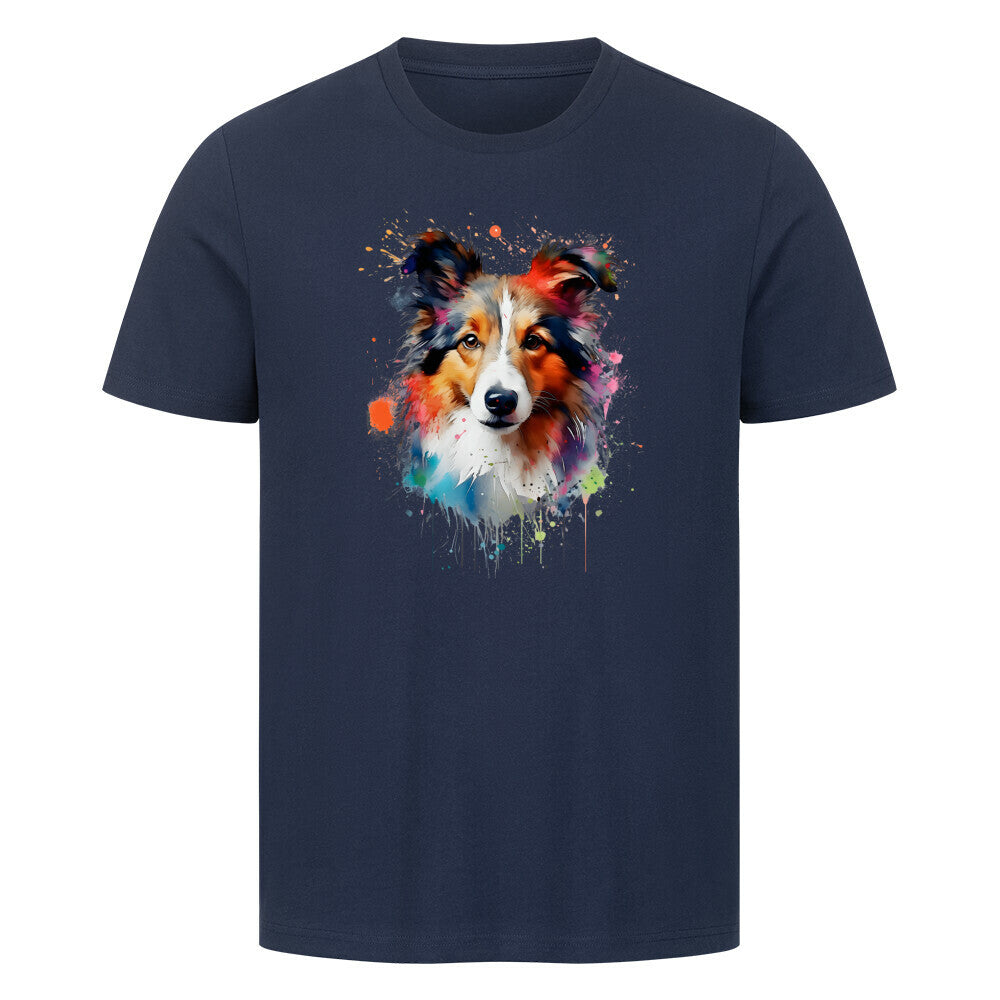 Premium T-Shirt "Collie Paint" French Navy – hunde-shirt.de