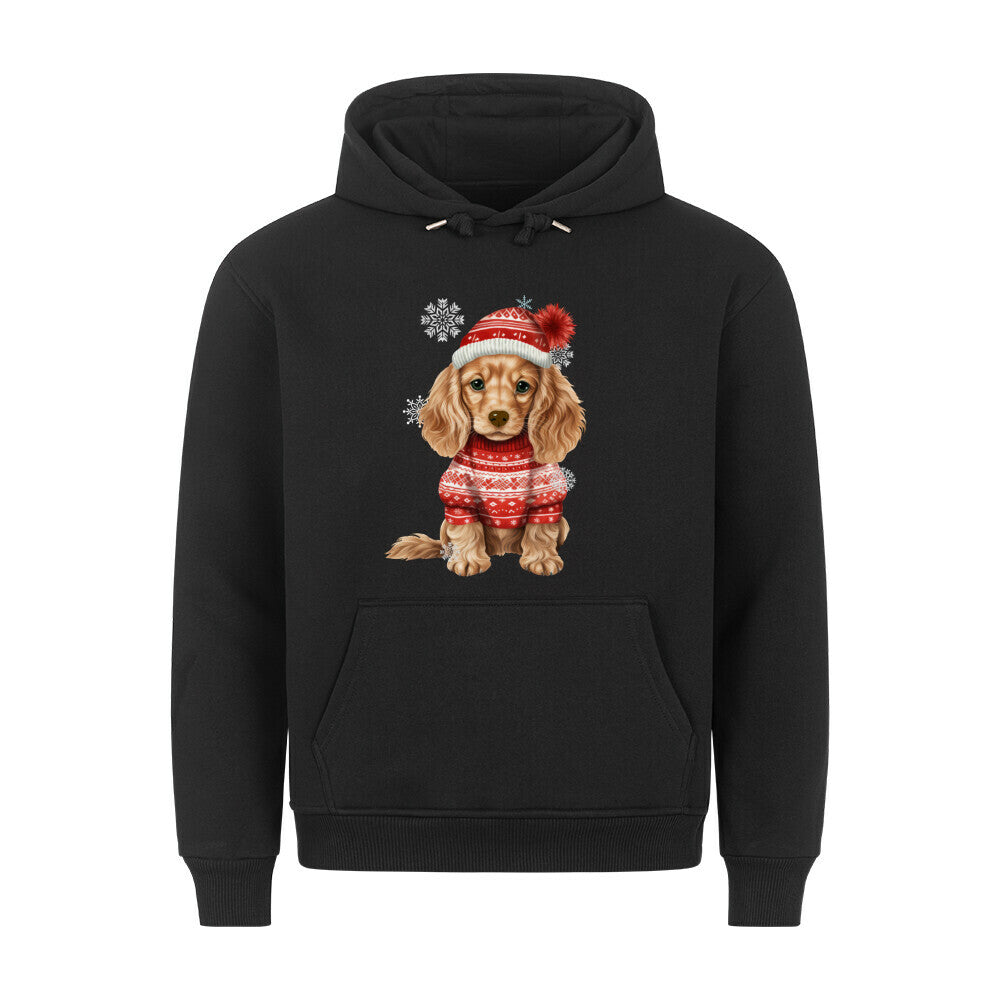 Premium Hoodie "Cocker Winter" Schwarz – hunde-shirt.de