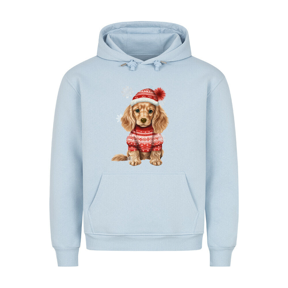 Premium Hoodie "Cocker Winter" Babyblau – hunde-shirt.de