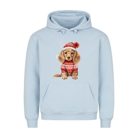 Premium Hoodie "Cocker Winter" Babyblau – hunde-shirt.de