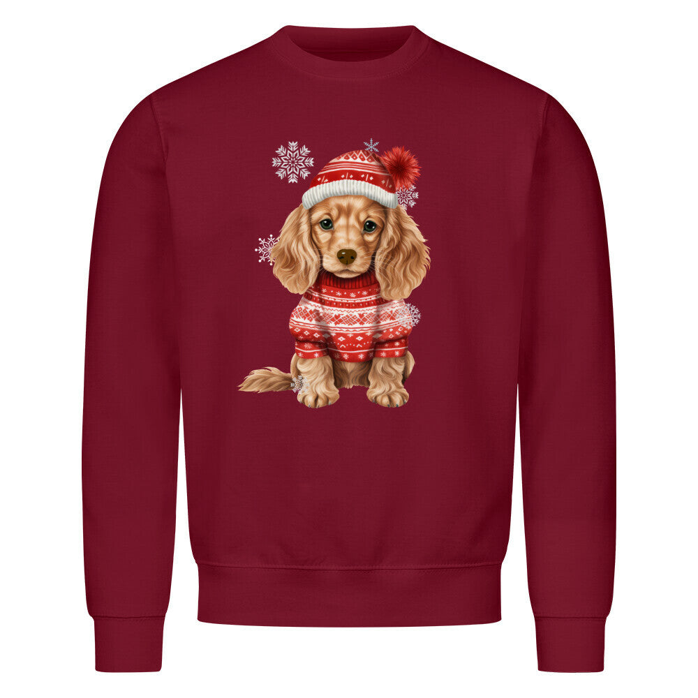 Premium Sweatshirt "Cocker Winter" Burgunder – hunde-shirt.de