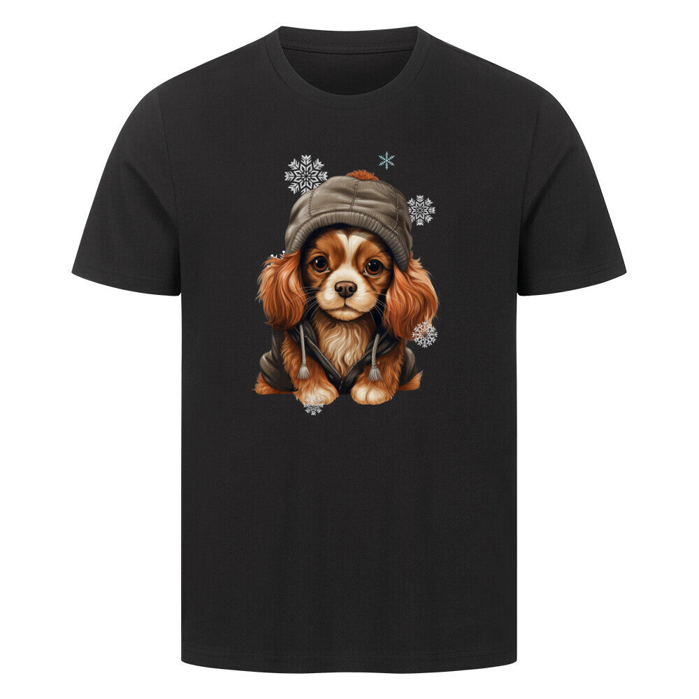 Premium T-Shirt "Cavalier King Charles Winter" Schwarz – hunde-shirt.de