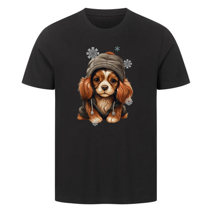 Premium T-Shirt "Cavalier King Charles Winter" Schwarz – hunde-shirt.de