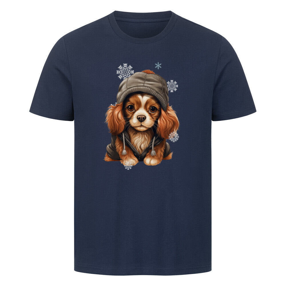 Premium T-Shirt "Cavalier King Charles Winter" French Navy – hunde-shirt.de