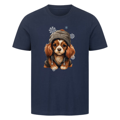 Premium T-Shirt "Cavalier King Charles Winter" French Navy – hunde-shirt.de