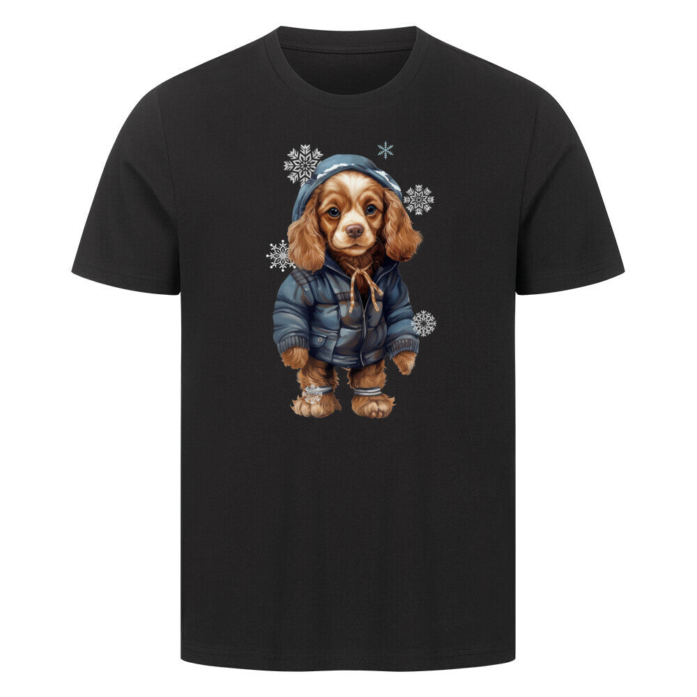 Premium T-Shirt "American Cocker WINTER" Schwarz – hunde-shirt.de