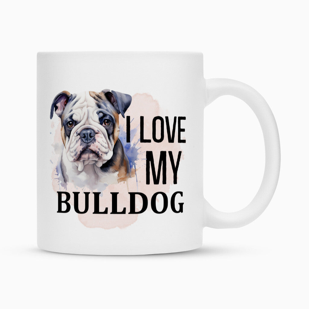Tasse "Bulldog - I love..." Weiß – hunde-shirt.de