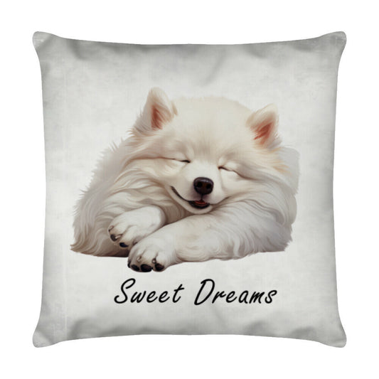 Kissen "American Eskimo - Sweet Dreams" Weiß – hunde-shirt.de