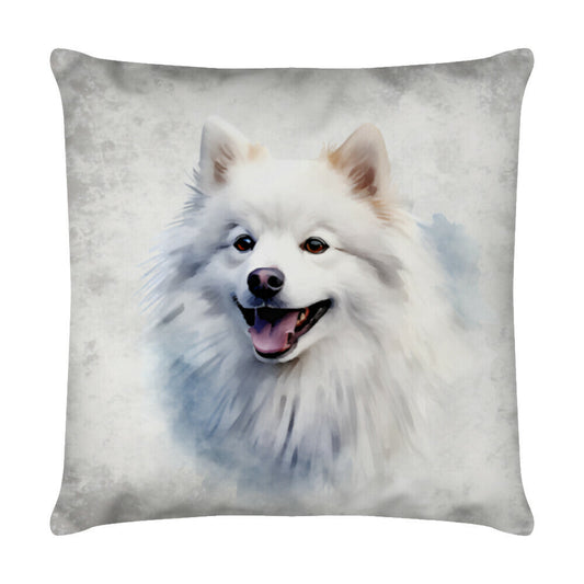 Kissen "American Eskimo - Portrait" Weiß – hunde-shirt.de