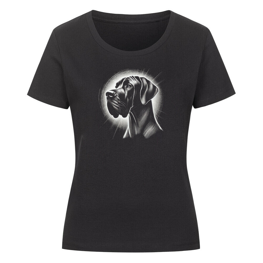 Premium Organic Damen-Shirt "Dogge Shine" Schwarz – hunde-shirt.de