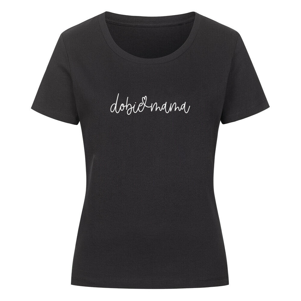 Premium Organic Damen-Shirt "Dobermann dobie mama" Schwarz – hunde-shirt.de