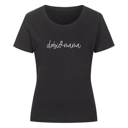 Premium Organic Damen-Shirt "Dobermann dobie mama" Schwarz – hunde-shirt.de
