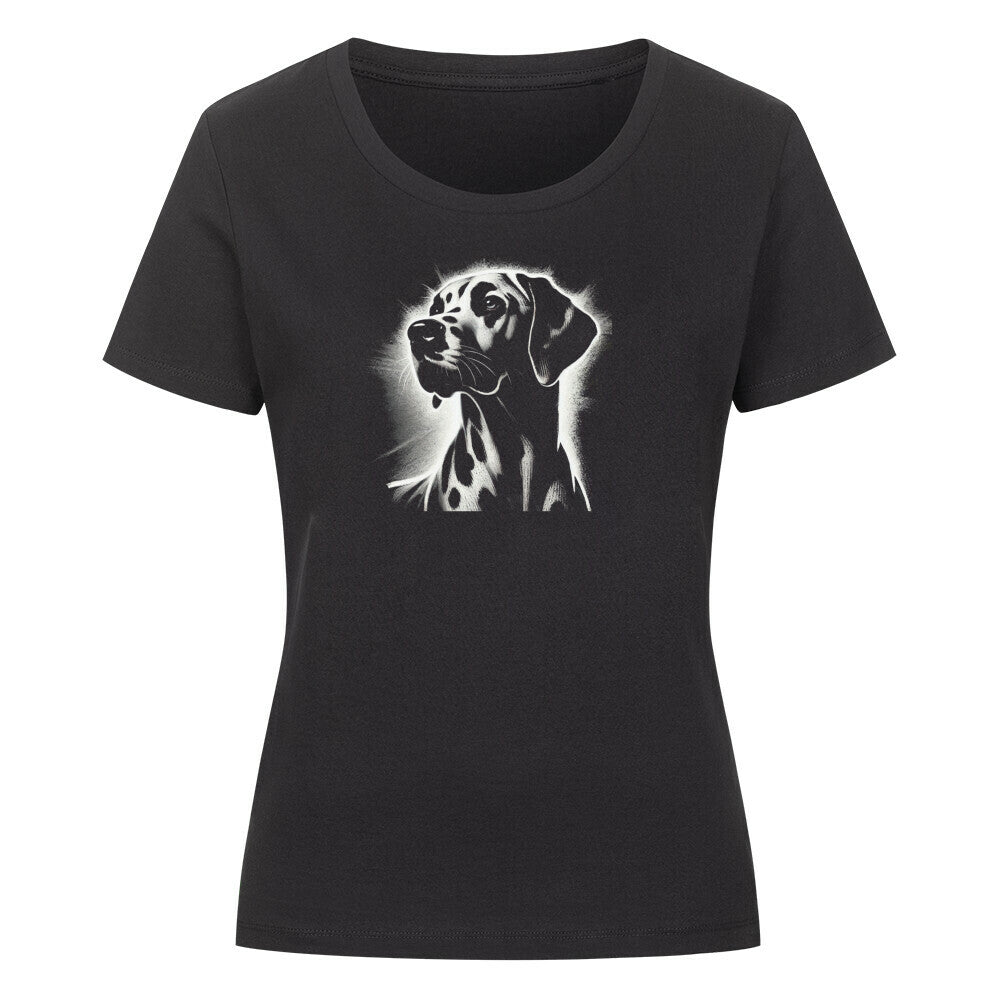 Premium Organic Damen-Shirt "Dalmatiner Shine" Schwarz – hunde-shirt.de