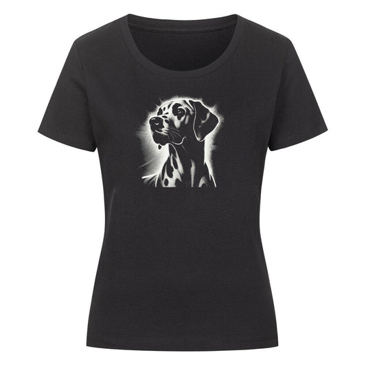 Premium Organic Damen-Shirt "Dalmatiner Shine" Schwarz – hunde-shirt.de
