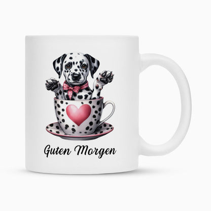 Tasse "Dalmatiner - Guten Morgen" Weiß – hunde-shirt.de