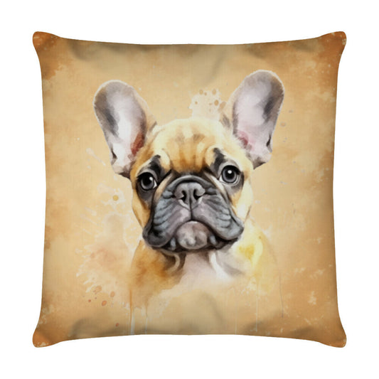 Kissen "Frenchie - Orange" Weiß – hunde-shirt.de