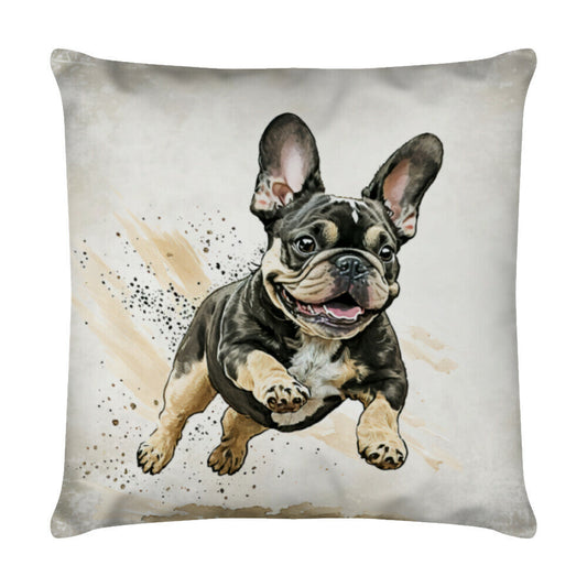Kissen "Frenchi - Jump" Weiß – hunde-shirt.de