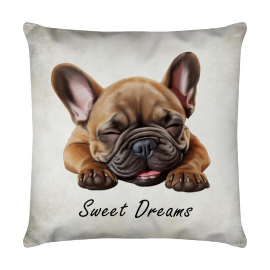 Kissen "Frenchie Puppy - Sweet Dreams" Weiß – hunde-shirt.de