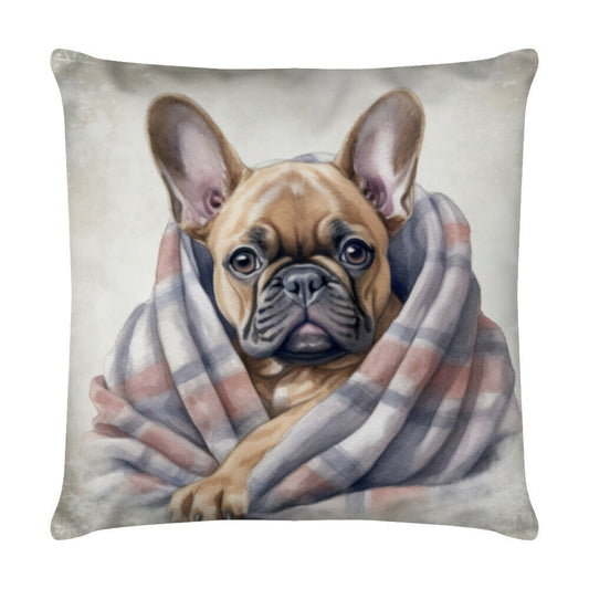 Kissen "Frenchie - Kuscheln" Weiß – hunde-shirt.de
