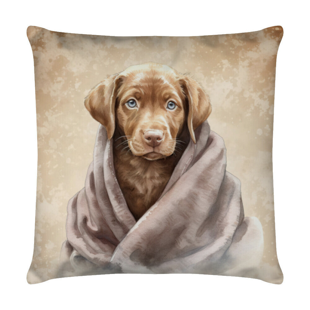 Kissen "Chesapeake Bay Puppy - Kuscheln" Weiß – hunde-shirt.de
