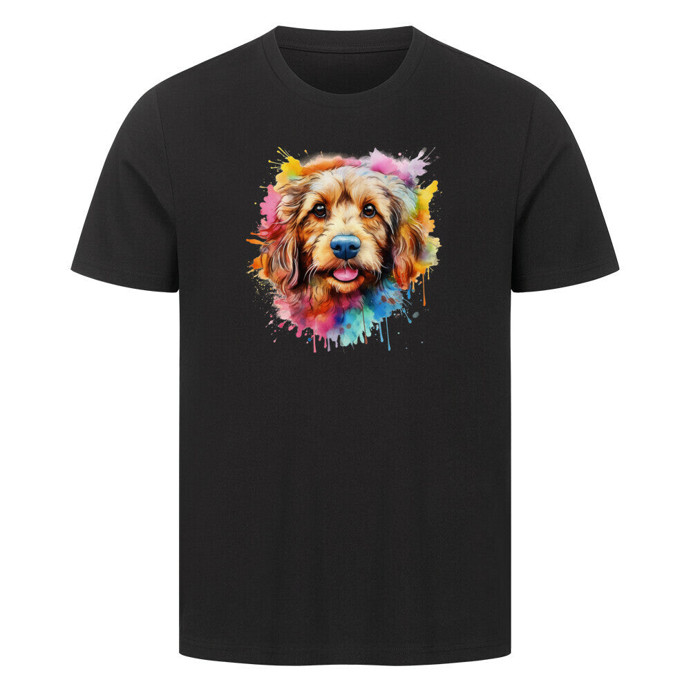 Premium T-Shirt "Golden Doodle Splash" Schwarz – hunde-shirt.de