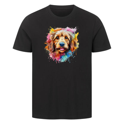 Premium T-Shirt "Golden Doodle Splash" Schwarz – hunde-shirt.de